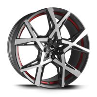 BARRACUDA PROJECT X Black brushed Surface undercut Trimline red Wheel 10x22 - 22 inch 5x120 bolt circle