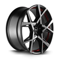 BARRACUDA PROJECT X Black brushed Surface undercut Trimline red Wheel 10x22 - 22 inch 5x120 bolt circle