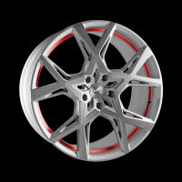 BARRACUDA PROJECT X Silver-brushed-Surface undercut Trimline red Wheel 10x22 - 22 inch 5x127 bolt circle