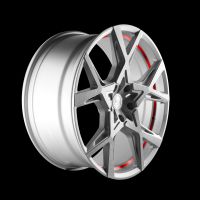 BARRACUDA PROJECT X Silver-brushed-Surface undercut Trimline red Wheel 10x22 - 22 inch 5x114,3 bolt circle