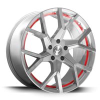 BARRACUDA TZUNAMEE EVO Silver brushed undercut Trimline red Wheel 8x18 - 18 inch 5x120 bolt circle