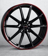Borbet LX18 black glossy rim red Wheel 8x18 inch 5x114,3 bolt circle