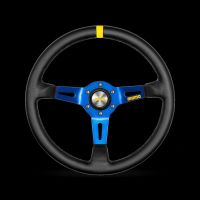 MOMO MOD.08 steering wheel D=350mm smoot leather black / spokes: blue