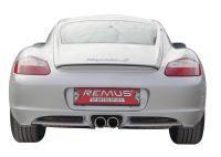 Remus RACING Edelstahl-Sportauspuffanlage links und rechts (OHNE Endrohre!), ab Vorkat, Serienhauptkat im Endschalldämpfer entfälltOHNE Genehmigung passend für Porsche Cayman 2,7l 180kW